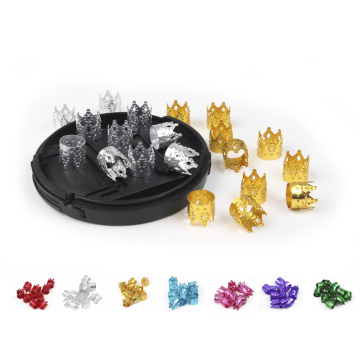 AliLeader 100piece/pack 7 Colors Metal Crown Hair Beads For Braids