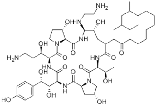 Pneumocandin B0,1-[(4R,5S)-5-[(2-aminoethyl)amino]-N2-(10,12-dimethyl-1-oxotetradecyl)-4-hydroxy-L-ornithine]-5-[(3R)-3-hydroxy-L-ornithine] CAS 162808-62-0