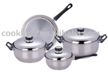 7pcs stainless steel cookware set(casserole,saucepot,saucepan)