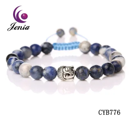 Jenia Alibaba China Colorful Agate Bead Bracelet Design Buddha Head Bracelet