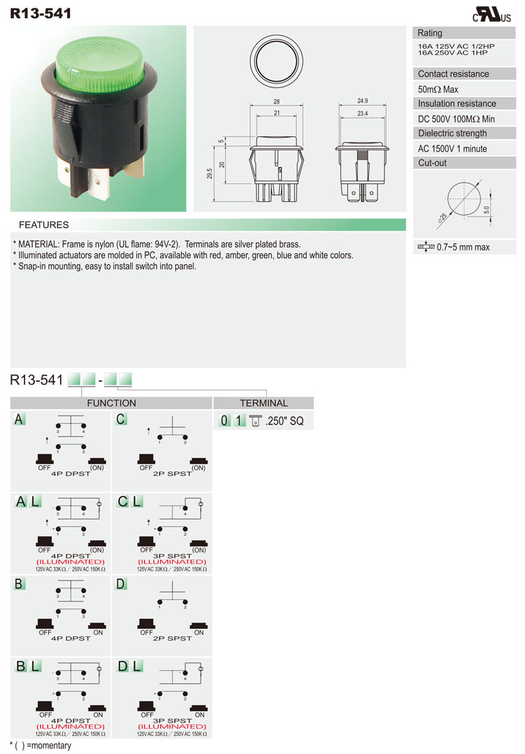 Waterproof Push Button Switch