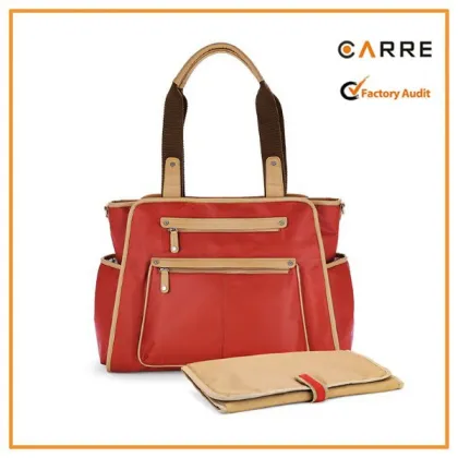 custom fashion microfiber tote mama bag with changing pad