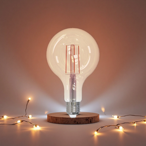 带琥珀色暖调光的装饰灯丝灯泡