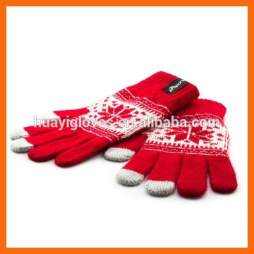 Best Price Custom Red Snowflake Touch Gloves/Mobilephone Glove for Touch Screen