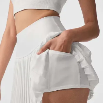 Pleated High-Waist Yoga Golf Skirt with Pockets and Non-Slip Design