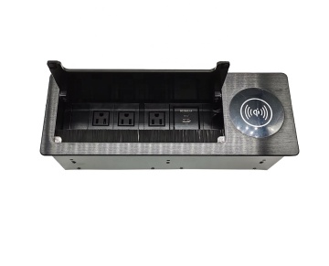 Black Multi-Functional Desktop Socket and Wireless Charging Station with Power Socket, USB Type A & Type C Charger