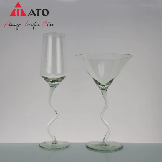 Borosilicate Glass Wavy Stemware Martini Glasses