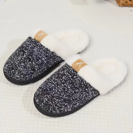 Women's Thermal Fashion Fur Slippers - Indoor Home Thick Round Fur Upper Winter Shoes