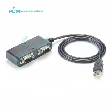 Driverless USB-A to Dual RS232 Serial DB9 Male Hub Adapter Cable - 1 Meter Length