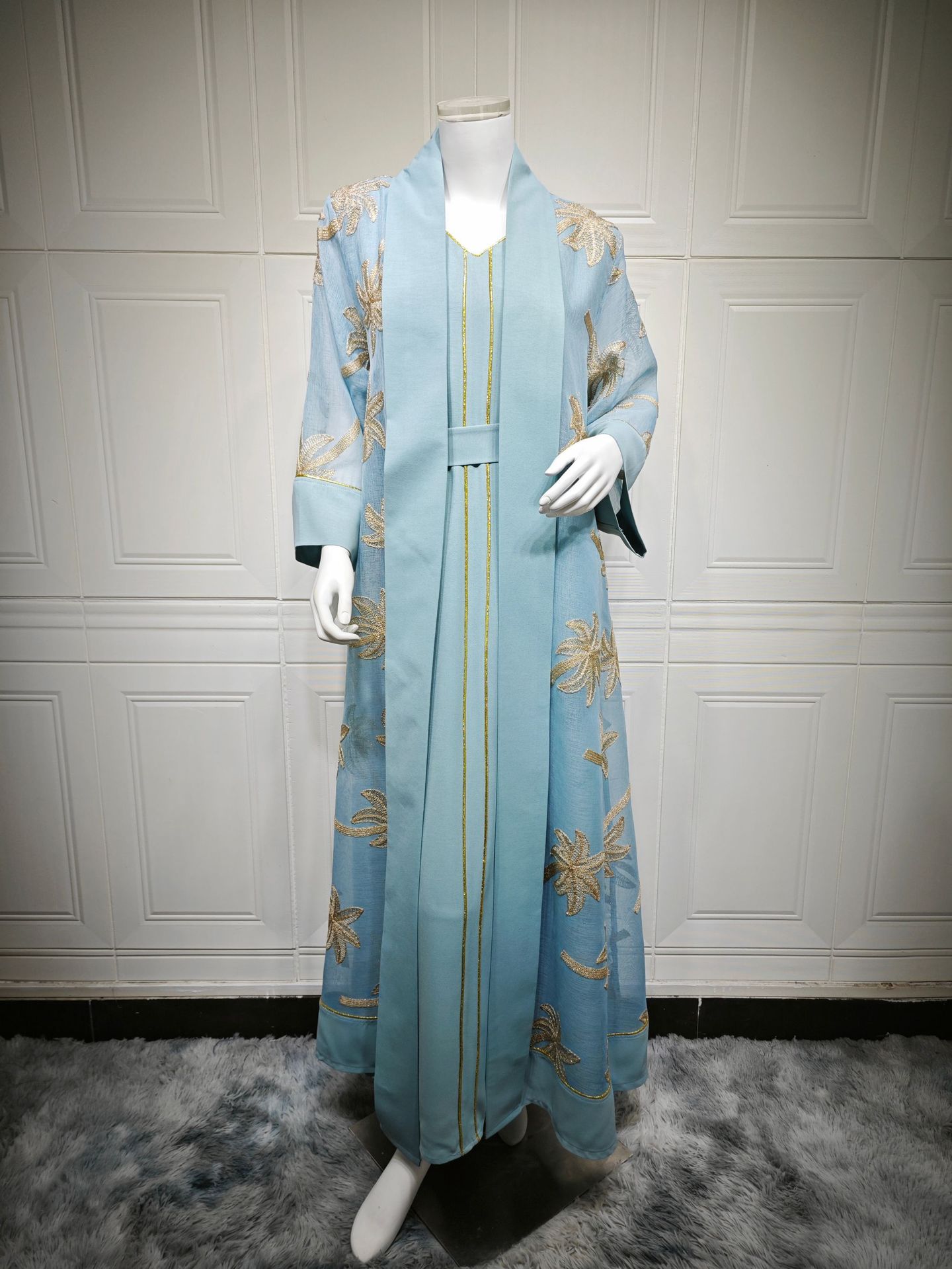 Luxury Two Piece Abaya Set with Matching Inner Dress