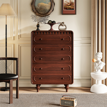 French Bucket Solid Wood Bedroom Side Cabinet