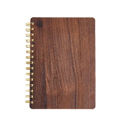 Wood material hardcover spiral notebook