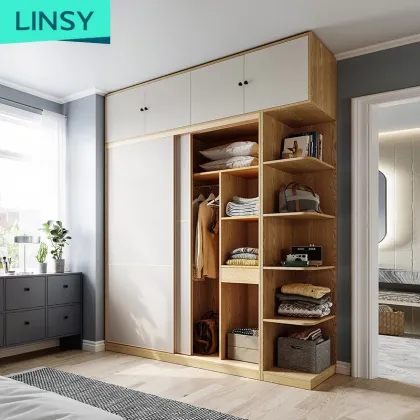Linsy Nordic White Corner Sliding Door Wardrobe