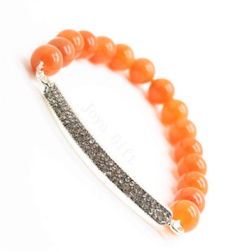 Red Aventurine Gemstone Bracelet with Diamante Piece