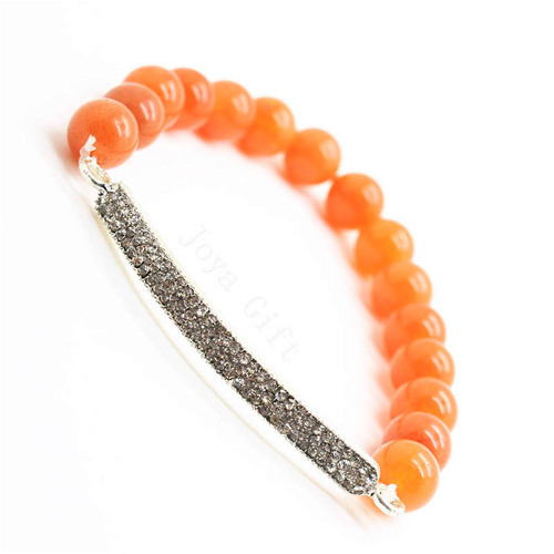 Red Aventurine Gemstone Bracelet with Diamante Piece