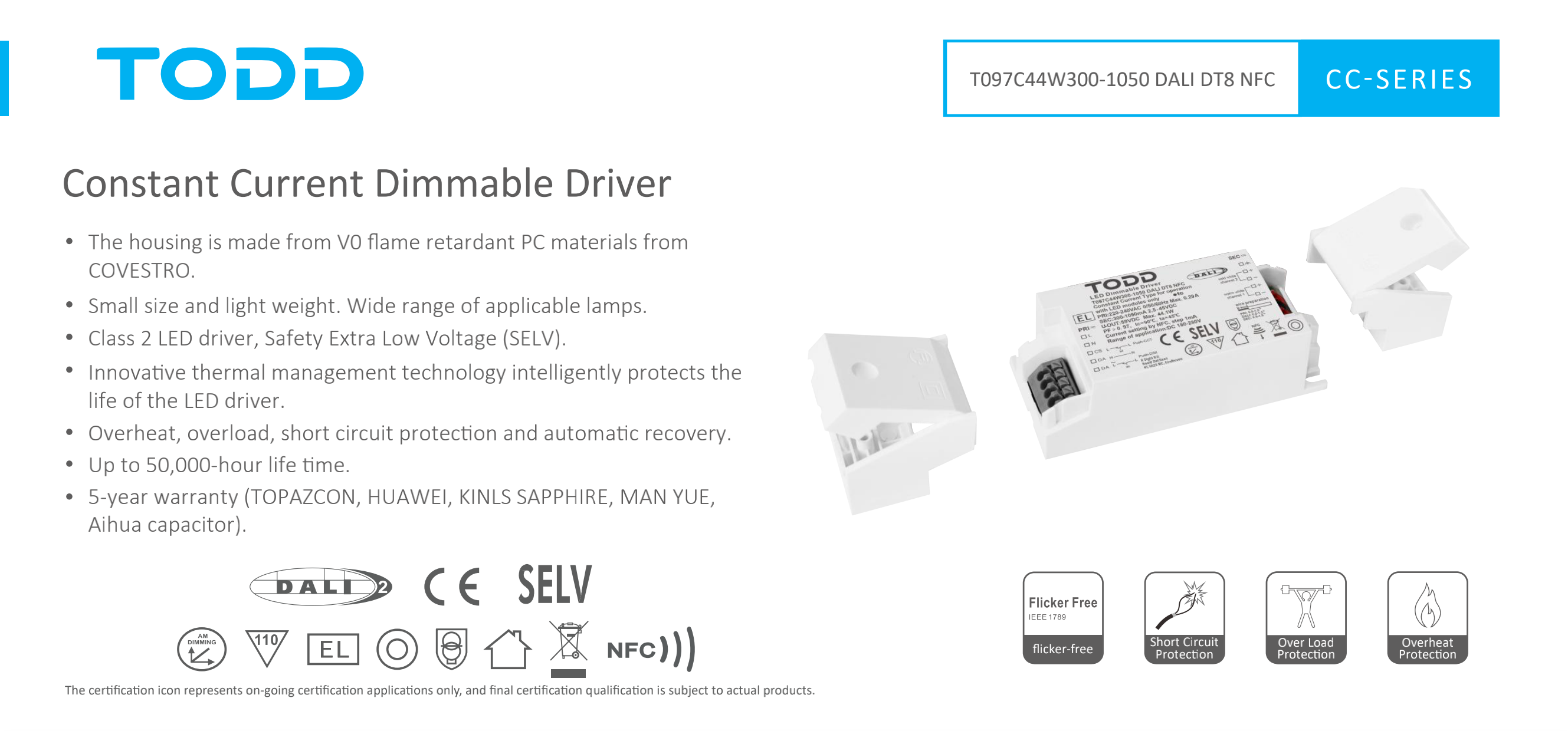led driver T097C44W300-1050 DALI DT8 NFC