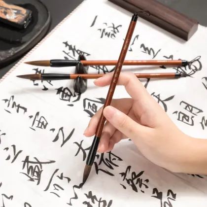 36005 Deli Calligraphy Brush Pen Set - 3 Pcs Light Brown