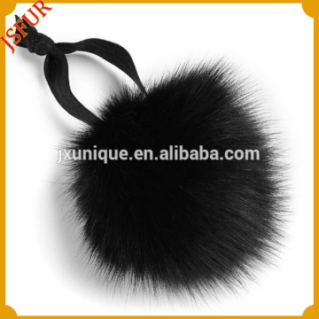 Colorful custom hair band with fox fur pom poms wholesale hair ring