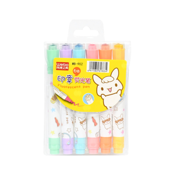 Top Manufacturer Custom Logo 6 Colors Fluorescent Highlighter Marker Pen Set