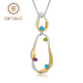 GEM'S BALLET 925 Sterling Silver Handmade Twist Pendant Necklace for Women Natural Topaz Peridot Amethyst Pendant Fine Jewelry