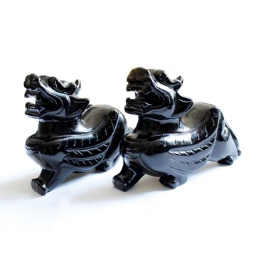 Wholesale High Quality Natural Black Obsidian Crystal Pi Xiu Carvings for Fengshui Business Gifts