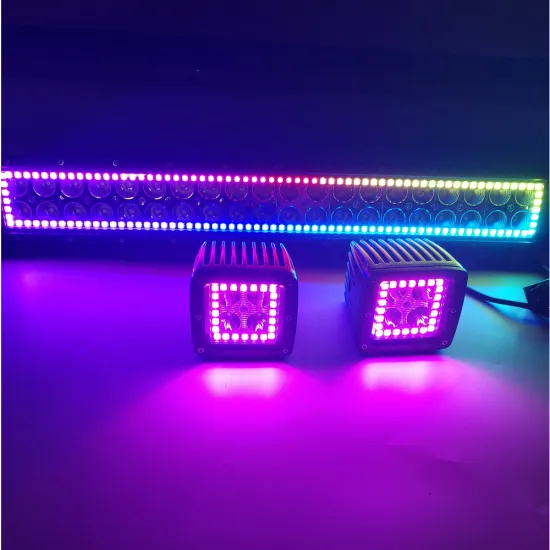13.5/20/22/32/42/50 Inch Led Light Bar + 2pcs 3inch Spot Pods with RGB Halo Chasing Multi Color Change Music Bluetooth Control