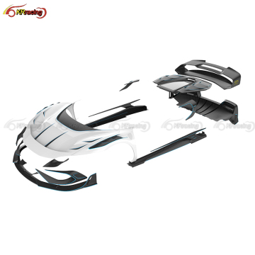Carbon Fiber Car Body Kit for Ferrari 296: Front Bumper Lip and Rear Diffuser