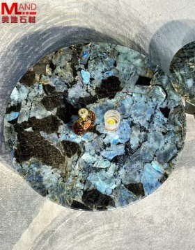 Blauer Jadeit Marmor Round Esstisch