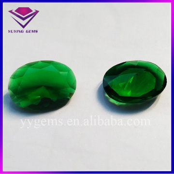 Wholesle Machine Cut Oval Green Colored Glass Gemstone Market Prices