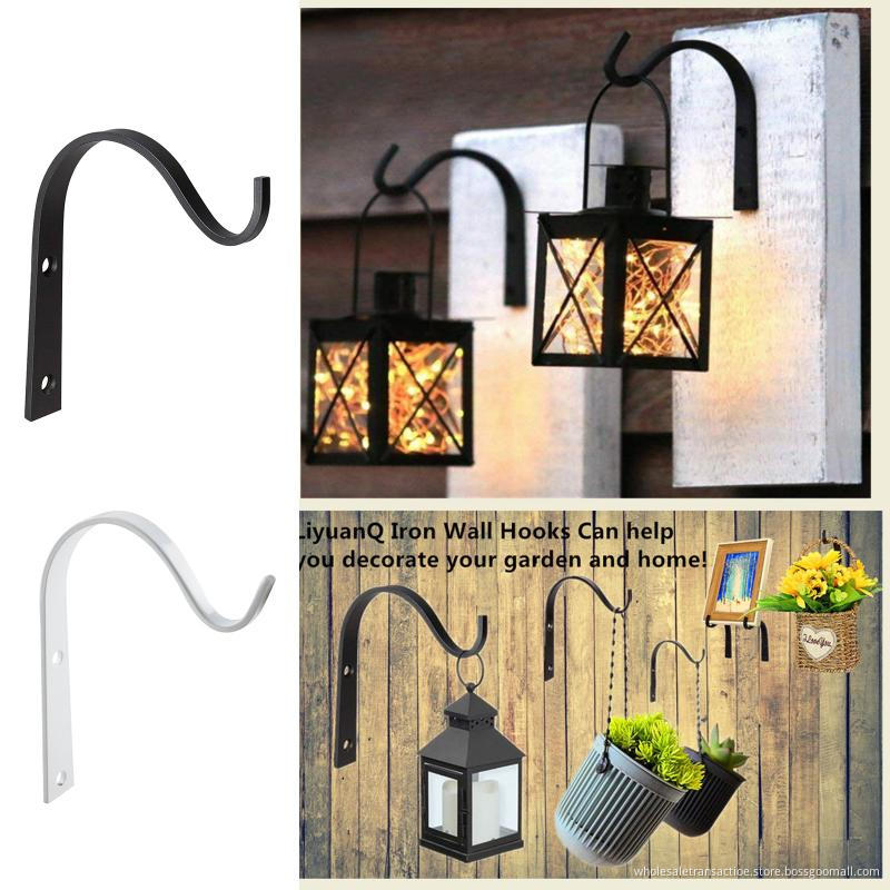 3 4pcs Iron Garden Wall Hook Hanging Plant Bracket Flower Basket Decoration Hanger Hook Shelf Stand Holder Arc For Lantern