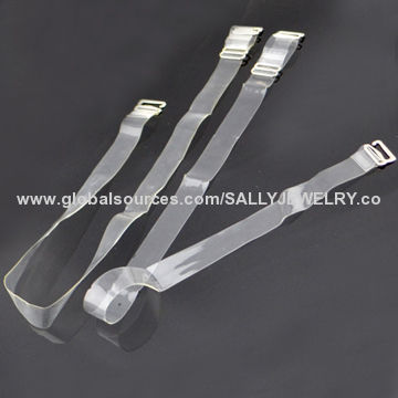 Transparent TPU bra straps with alloy buckle, made of TPU/alloy, OEM orders are welcome