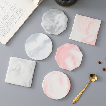 Marble Grain Creative Waterproof Smooth Ceramic Coasters: Enhance Your Table Setting with Stylish and Functional Home Decor