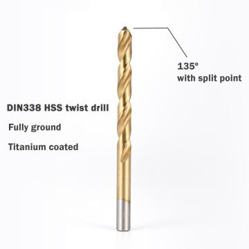 HSS Twist Drill Bit Full Full Ground Titanium revêtu