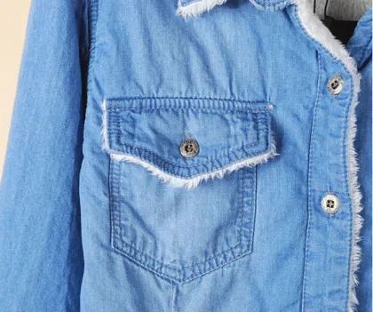 Women's fleece lining denim shirt