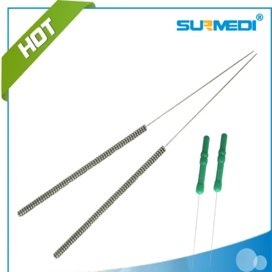 Sterile disposable acupuncture needle with colour plastic handle