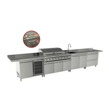 Outdoor Kitchen Hog Lamb Gas Barbeque Large Grill Rotisserie Custom BBQ Cabinet