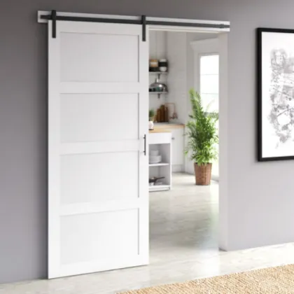 White MDF Sliding Barn Doors for Contemporary Wardrobe Closets