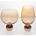 Ribbed Vintage Gin Glasses ribbed gin balloon glass wine glass set Factory