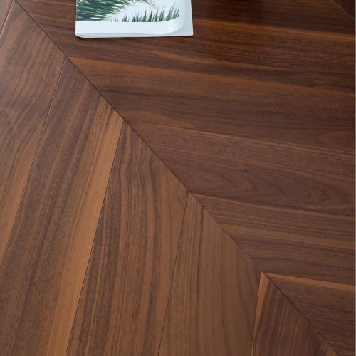 Chevron style oiled walnut engineered hardwood flooring