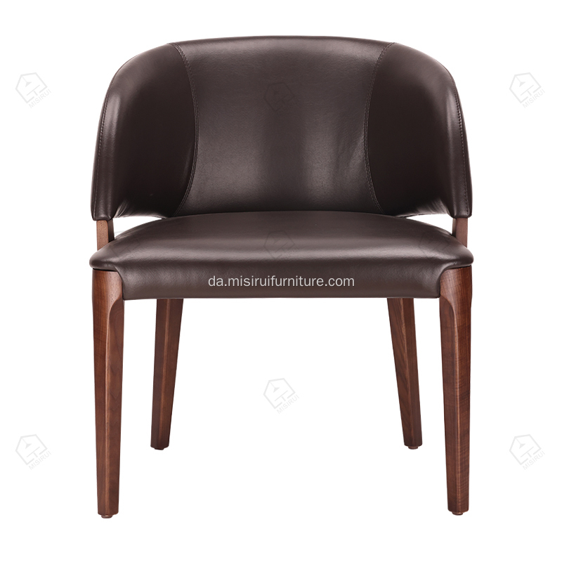 Skandinaviske møbler pu læder træ ben fritid stol