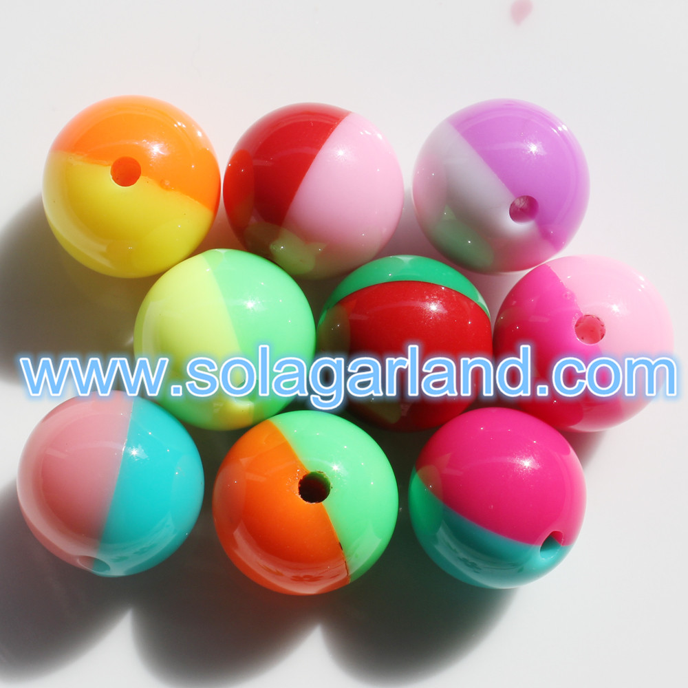 Acrylic Round Spacer Two Tone Beads