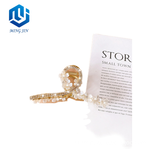 Wholesale Korean Colorful Flower Rhinestone Cute Alloy Hair Claw for Women