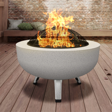 F14 Half Sphere 2 in 1 Multifunctional Natural Concrete Wood Burning Fire Pit Bowl Firepit