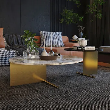 Nordic Luxury Round White And Gold Coffee Table