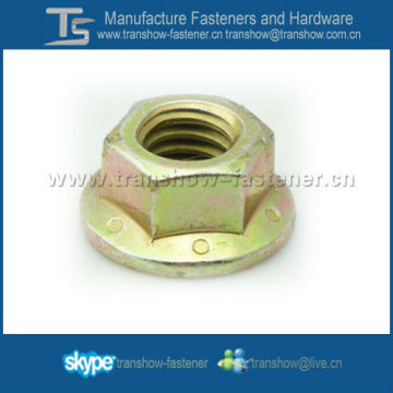 Made In China Carbon Steel Yellow Plated DIN 6923 Hex Flange Nuts