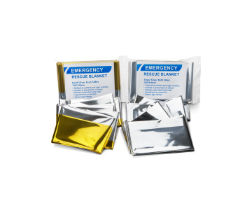 Manta de mylar de emergencia de rescate de lámina de oro plateado