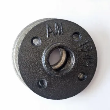Black malleable iron floor flange for candle holder