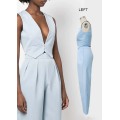 Sleeveless Deep V Collar WhitCoat Bodycon