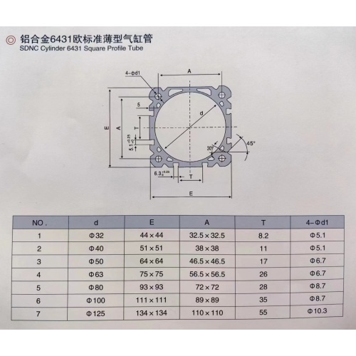 Baril de tube en aluminium du cylindre pneumatique DNC