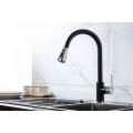 Deck-montaje de 3 funciones Black Chrome Pull Kitchen Faucet